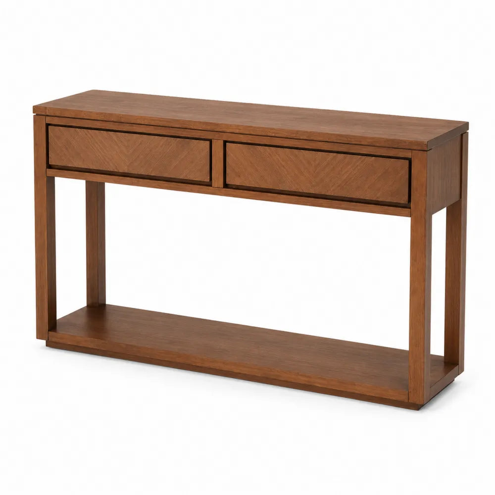 Table console en bois avec tiroirs 120cm