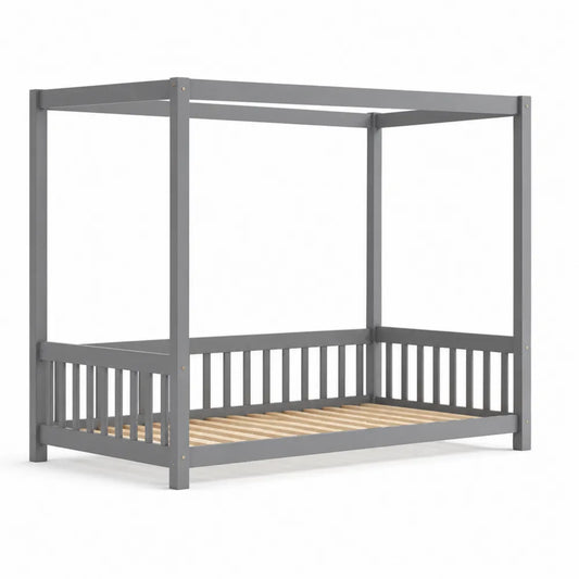 Lit cabane en bois Gris 200x90 cm