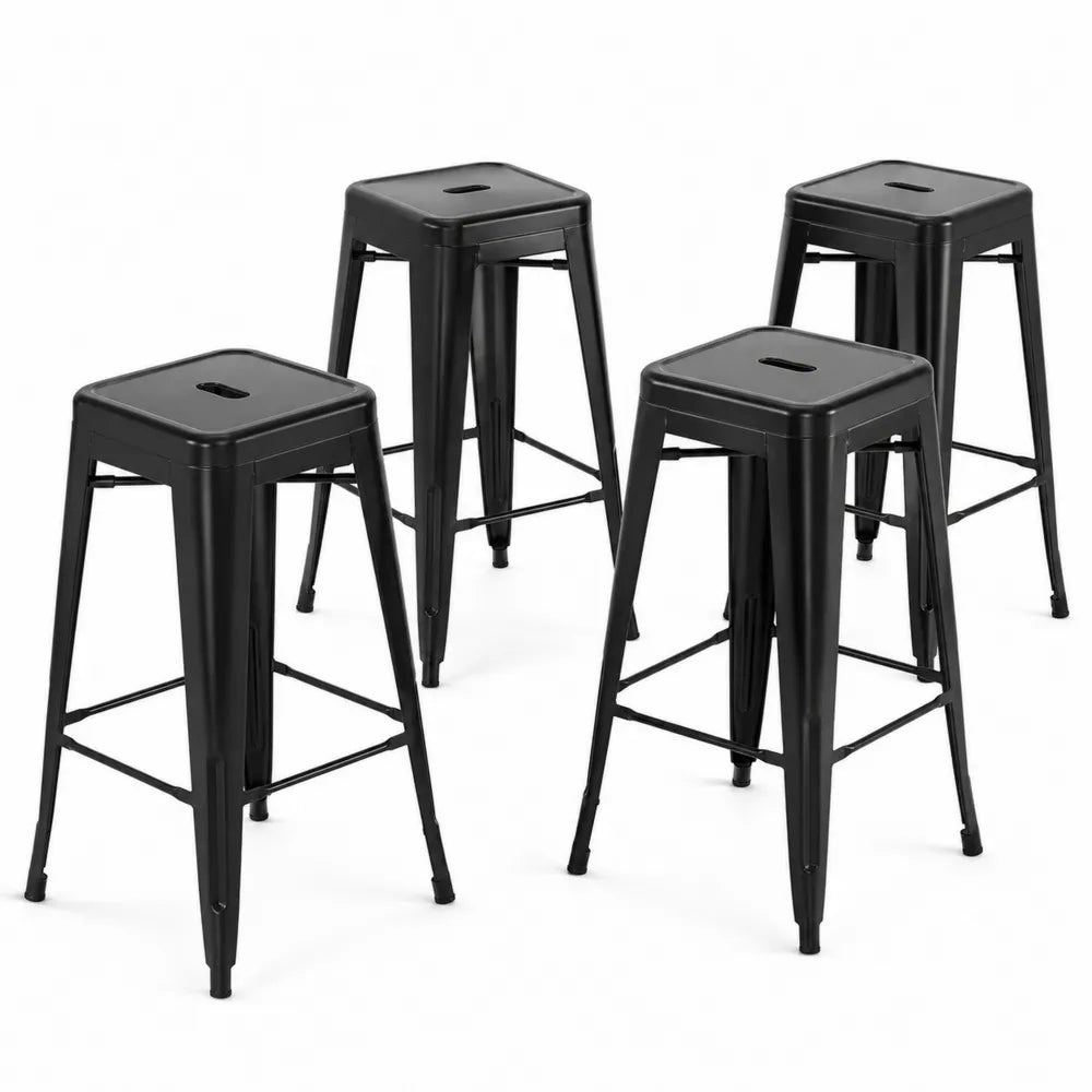 Tabourets de bar en métal noir ensemble de 4