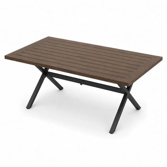 Table rectangulaire d'extérieur en bois et métal brun 150x90 cm