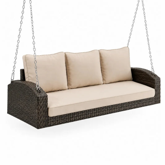 Canapé balançoire extérieur en osier avec coussins en polyester 190 cm